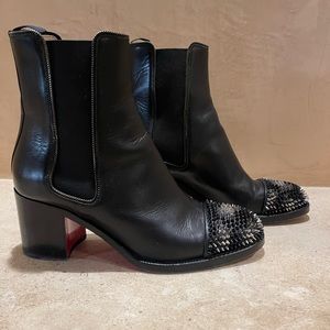 Christian Loubitan black with spikes and zipper detail boots